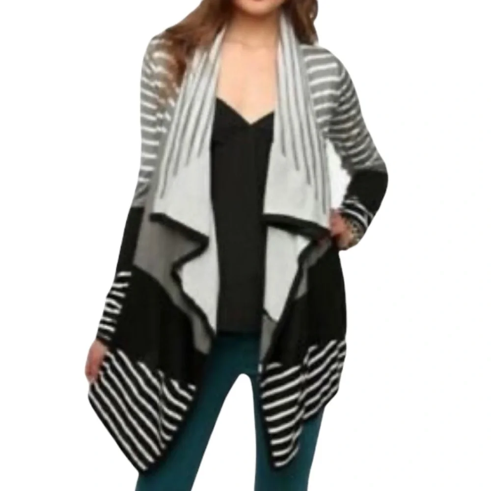 Anthropologie Staring at Stars Striped Waterfall Cardigan Sweater S